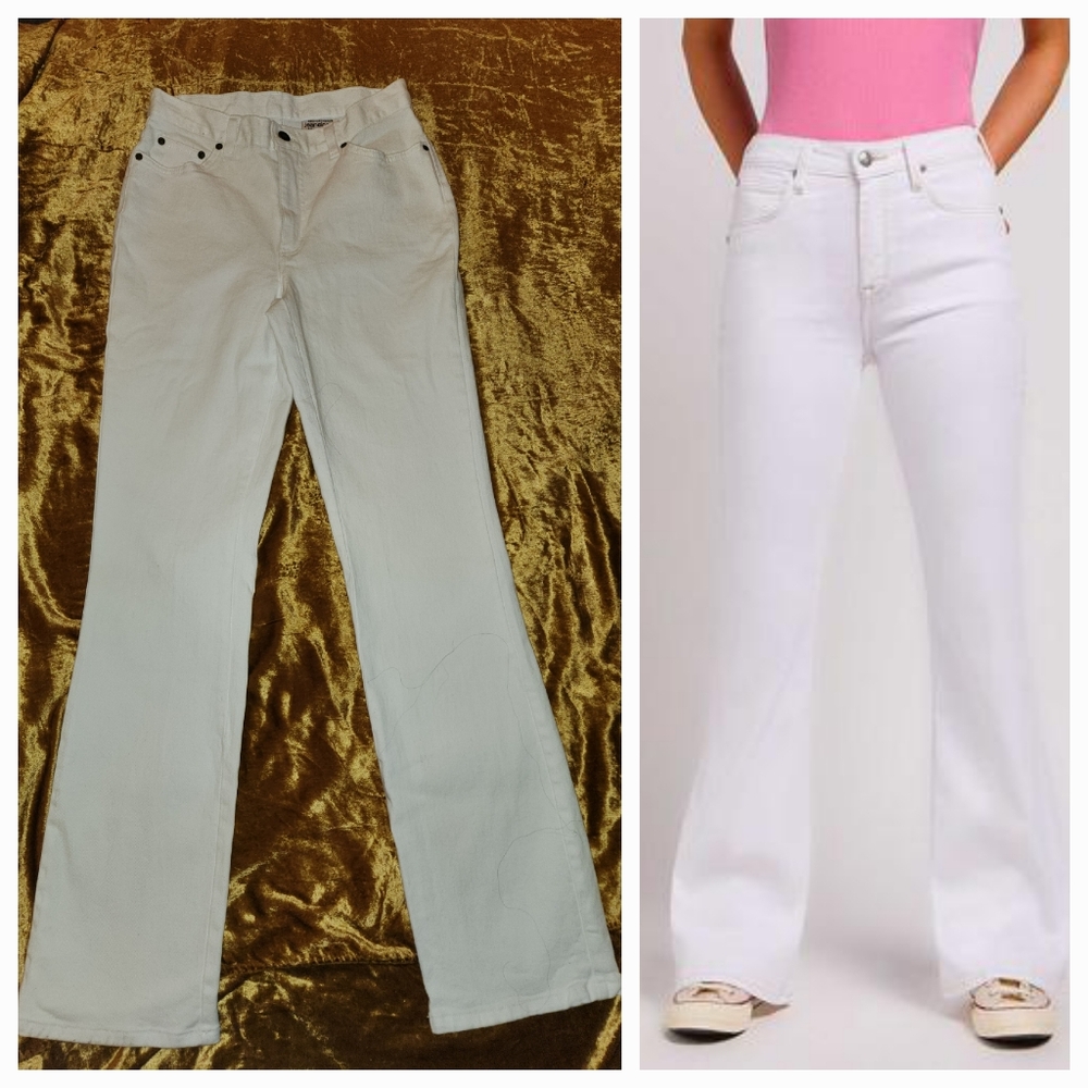 Vintage 1990s Boot Cut White Jeans Newport News Jeanology
